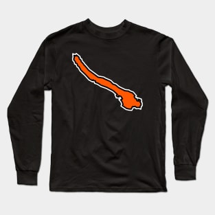 Galiano Island BC Outline in Tangerine Orange - Simple Silhouette - Galiano Island Long Sleeve T-Shirt